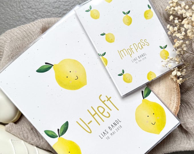 U-booklet+vaccination certificate cover LEMON personalized