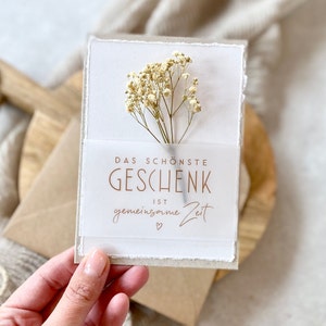 Klappkarte Graspapier gerissene Karte MAGALI Das schönste Geschenk ist gemeinsame Zeit + Briefumschlag