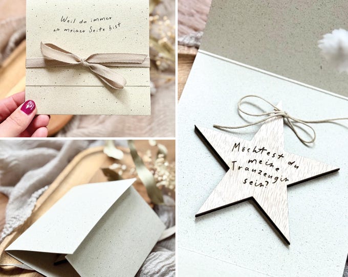 Surprise card JULES wooden star Christmas maid of honor ask