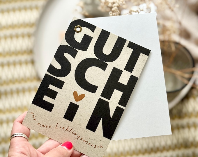 Fan card with eyelet VOUCHER Leiblingsmensch grass paper + envelope