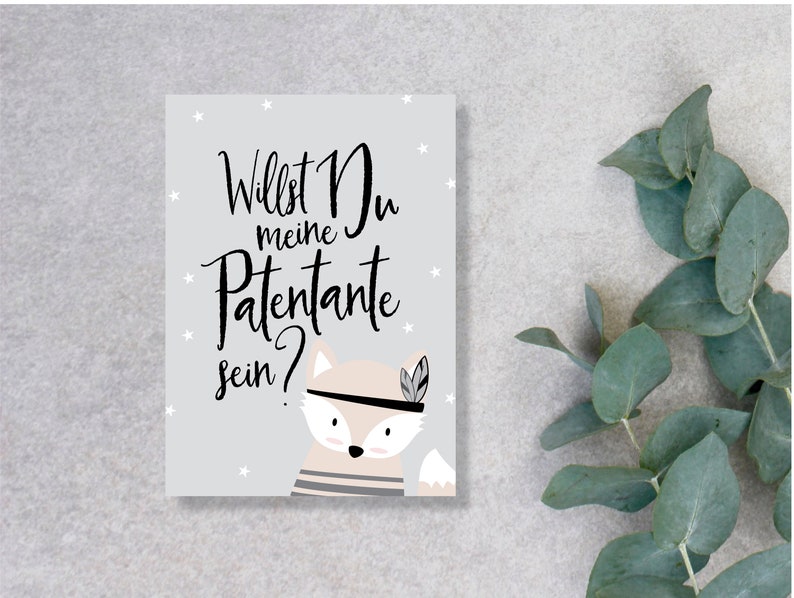Karte Willst Du meine Patentante sein FUCHS JUNGS - Etsy.de