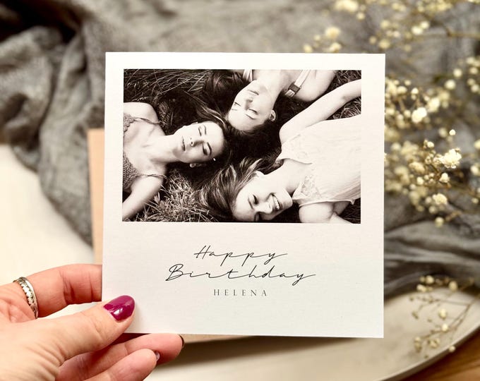 Greeting card, folded card, square, ABBY, personalized birthday card with your own picture + envelope