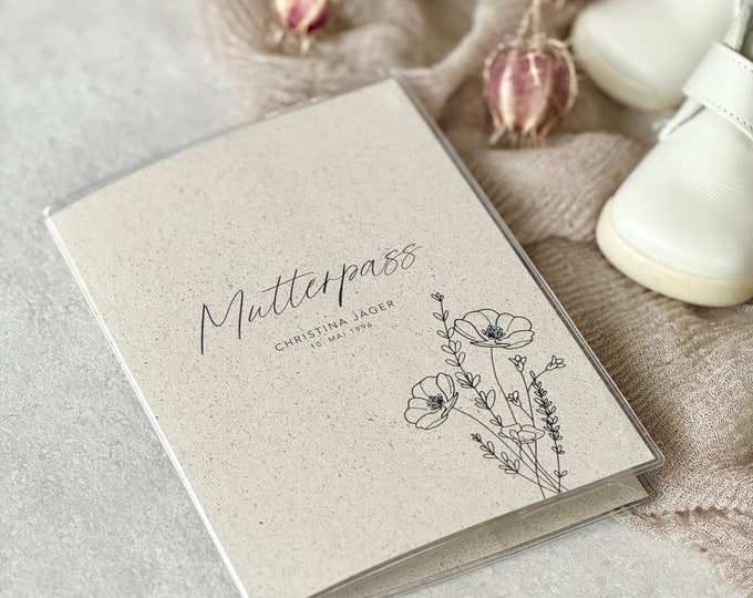 Mother's passport cover JULIE grass paper personalized