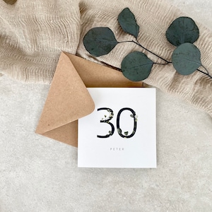 Glückwunschkarte Klappkarte QUADRAT EDDY 30 Geburtstag personalisiert + Briefumschlag