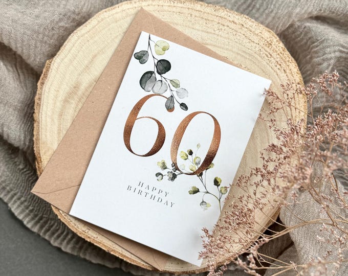 Greeting Card Folding Card No. 115 QUINCY 60th Birthday + Envelope