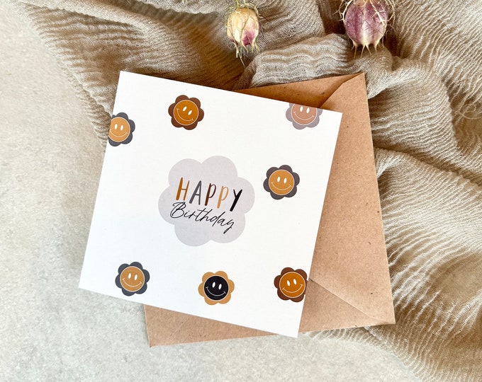 Congratulations card folding card SQUARE DAISY birthday + envelope