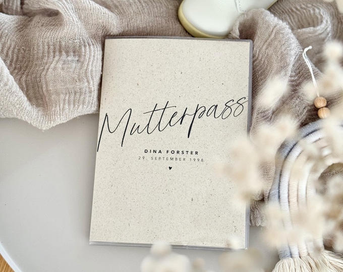 Maternity record cover HEDI grass paper personalized