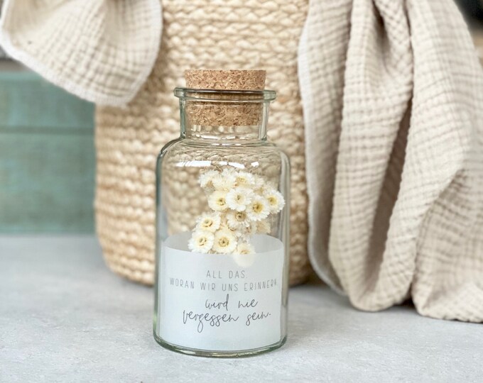 Gift jar TUGA medium bouquet of dried flowers All that we remember will never be forgotten