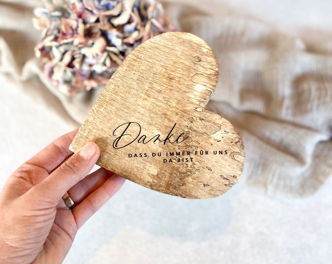 Wooden heart No. 1 rustic HEDI Thank you for always being there for us