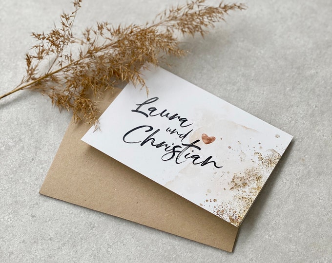 Congratulations card GRACE wedding + envelope personalized
