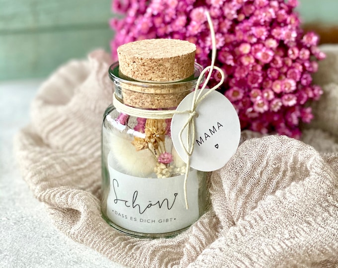 Gift jar HARPER small Bouquet of dried flowers Nice to have you Personalised