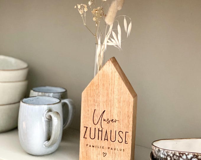 Wooden house No. 11 Vase test tube with dried flowers rustic MAGALI Our home personalized