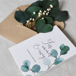 Greeting card FLORA Wedding Forever and ever eucalyptus + envelope personalized