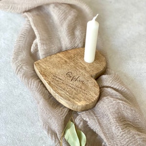 Holzherz rustikal CHLOE Für immer geliebt und vermisst, bleibst du in unseren Herzen. Trauerkerze Gedenkkerze Trauerlicht mit Name