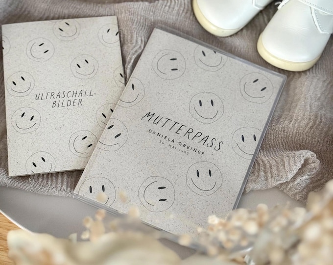 Maternity record cover JARDIS grass paper personalized optional with ultrasound image folder