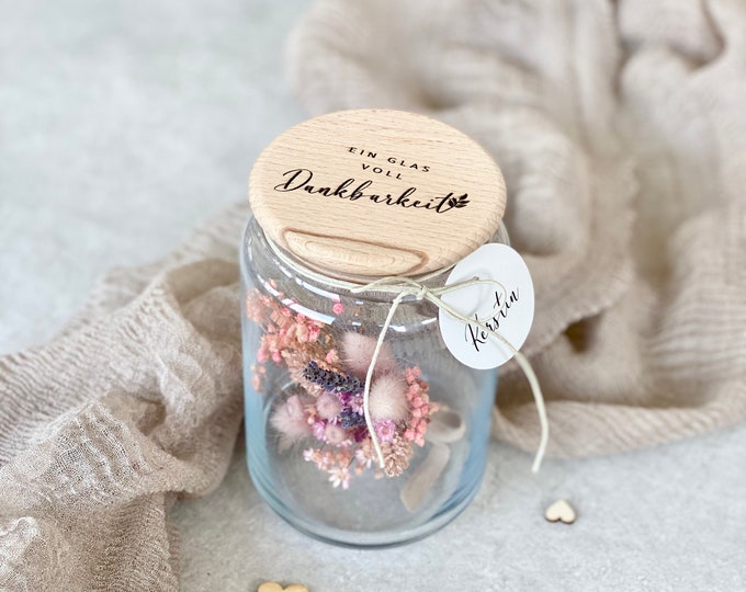 Storage jar no. 210 Gift glass CATALEYA A glass full of gratitude with a personalized tag