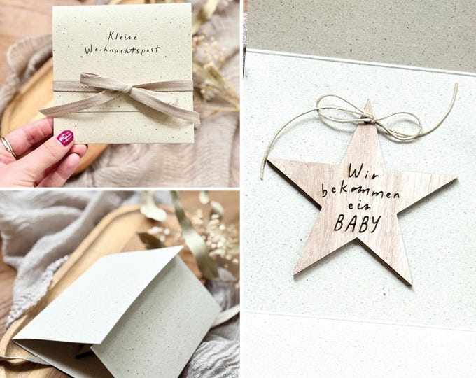 Surprise Card JULES Wooden Star Christmas We are having a baby