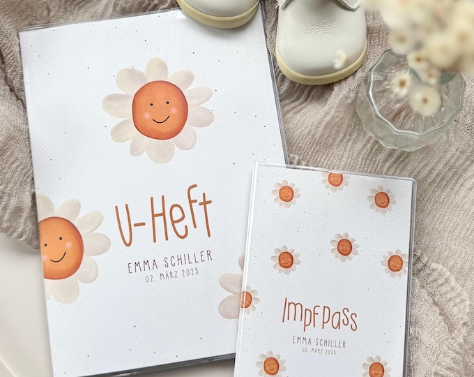 U-booklet+vaccination certificate cover FLOWER personalized