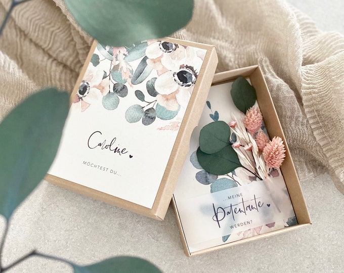 Gift box KLARA godmother small bouquet of dried flowers Would you like to be my godmother? Eucalyptus Flower