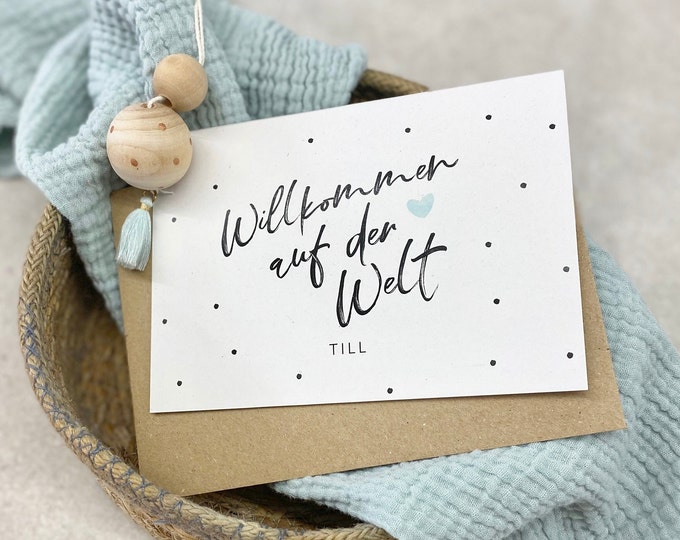 Congratulations card folding card No. 18 NIKLAS birth + envelope personalized