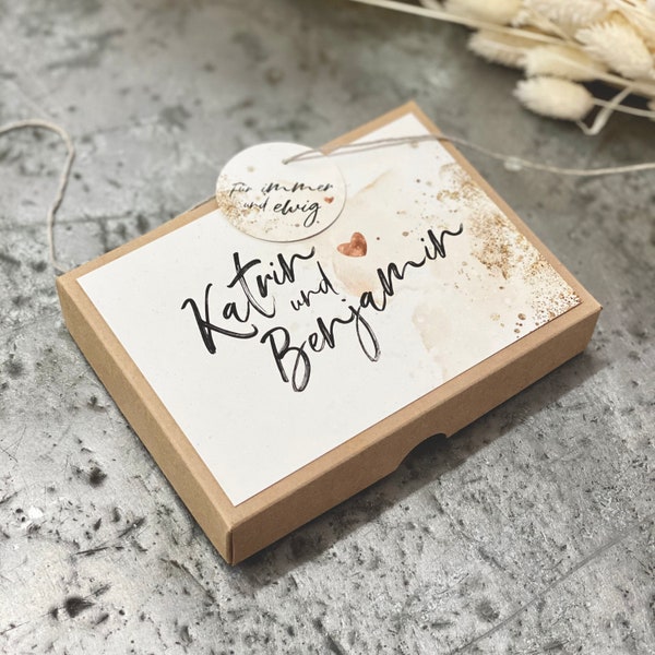 Gift box GRACE money gift wedding names + pendant 'Forever & Ever'