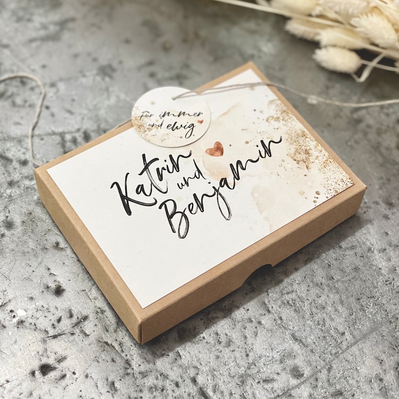 Gift box GRACE money gift wedding names pendant 'Forever & Ever' image 1