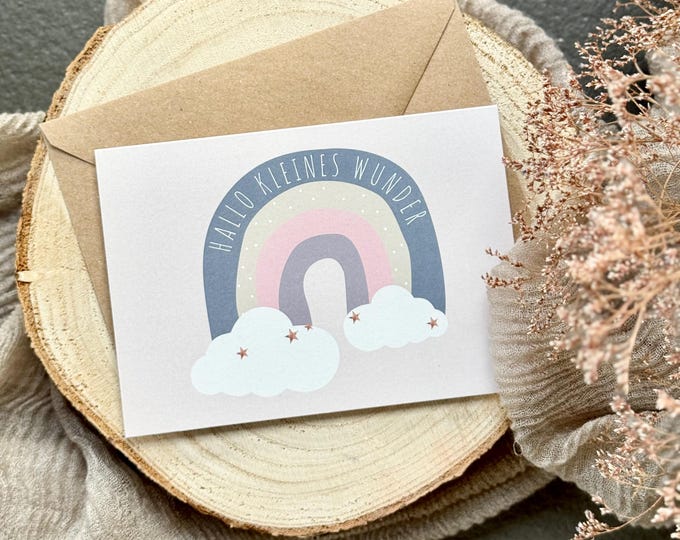 Congratulations Card Folding Card No. 14 ELLA Birth + Envelope
