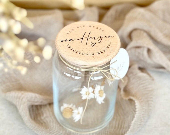 Storage jar No. 113 Gift jar NIKA from the heart for the best maid of honour in the world + optionally with paper tag with name