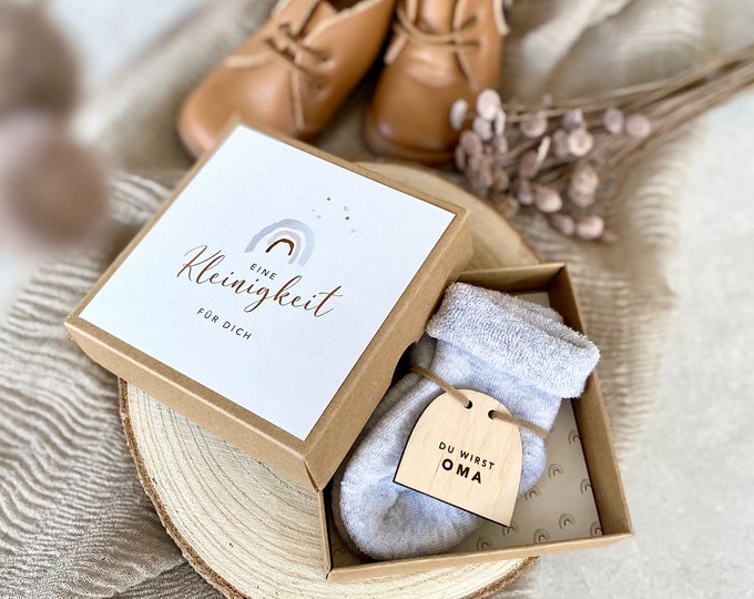 Announce pregnancy - gift box no. 3 LOU baby socks You will become a grandma, aunt, great grandma