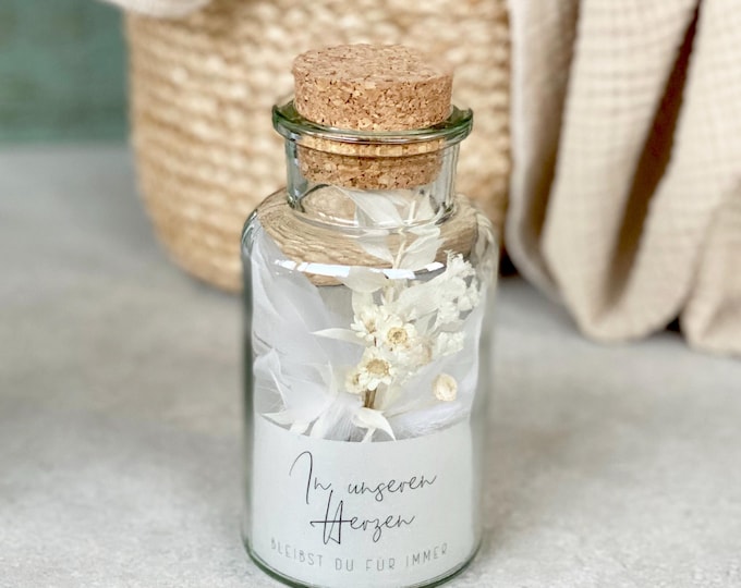 Gift glass TUGA medium dried flower bouquet You will remain in our hearts forever
