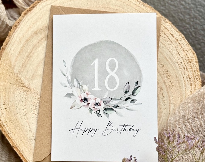 Greeting Card Folding Card No. 119 EDITA 18th Birthday + Envelope