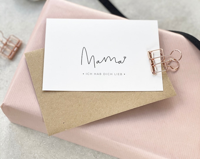 Folding card Mother's Day Mama I love you + envelope