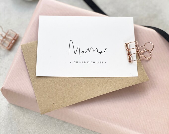 Folding card Mother's Day Mama I love you + envelope