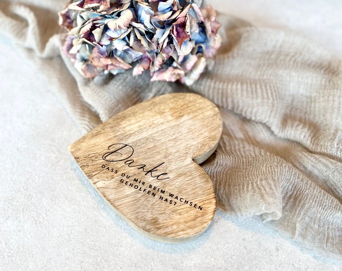 Wooden heart No. 2 rustic HEDI Thank you for helping me grow