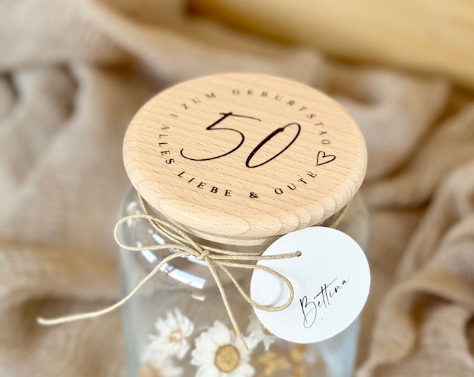 Storage jar No. 134 Gift jar NIKA 50th birthday All the best + optionally with paper tag with name