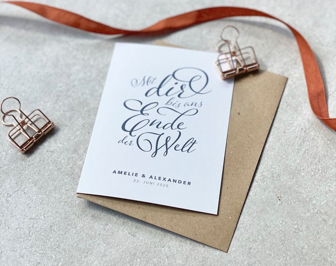 ALMEIDA wedding greetings card + personalized envelope