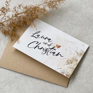 Glückwunschkarte Klappkarte Nr. 26 GRACE Hochzeit personalisiert + Briefumschlag