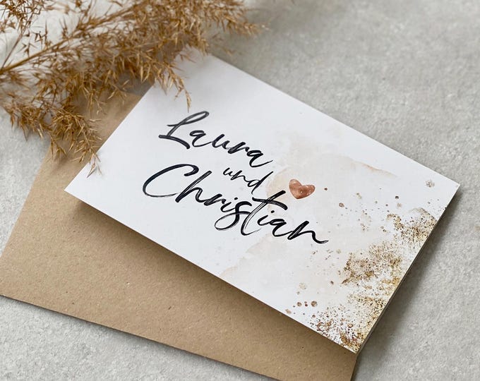 Congratulations card folding card No. 26 GRACE Wedding personalized + envelope