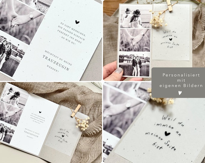 Surprise card no. 2: Ask your bridesmaid with slipcase + transparent sheet + clip/dried flower