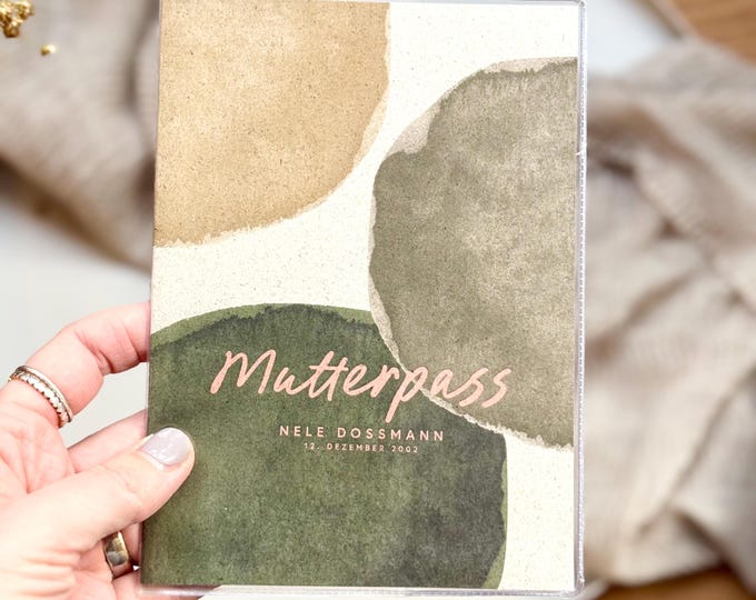 Personalized LYNN grass paper maternity record book cover