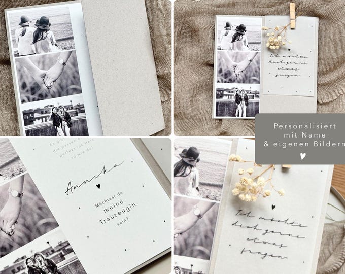 Surprise card no. 1: Ask your bridesmaid with slipcase + transparent sheet + clip/dried flower