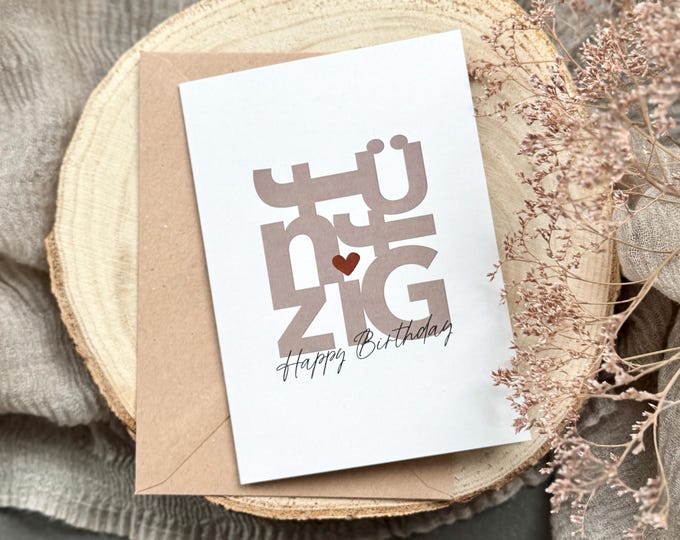 Greeting Card Folding Card No. 103 LIAS 50th Birthday + Envelope