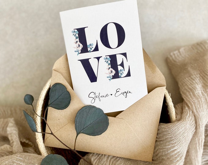 Greeting card folding card No. 31 KLARA LOVE personalized + envelope