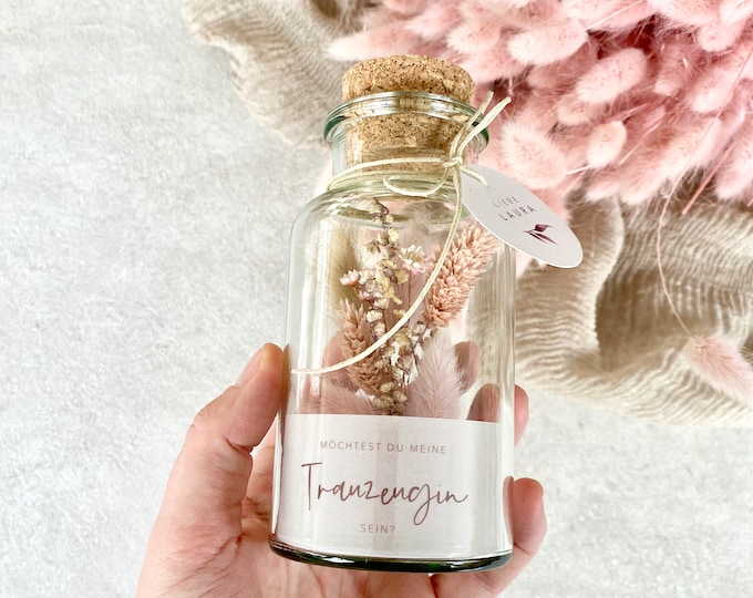 Gift jar DARCIE Do you want to be my maid of honor? medium dried bouquet personalized