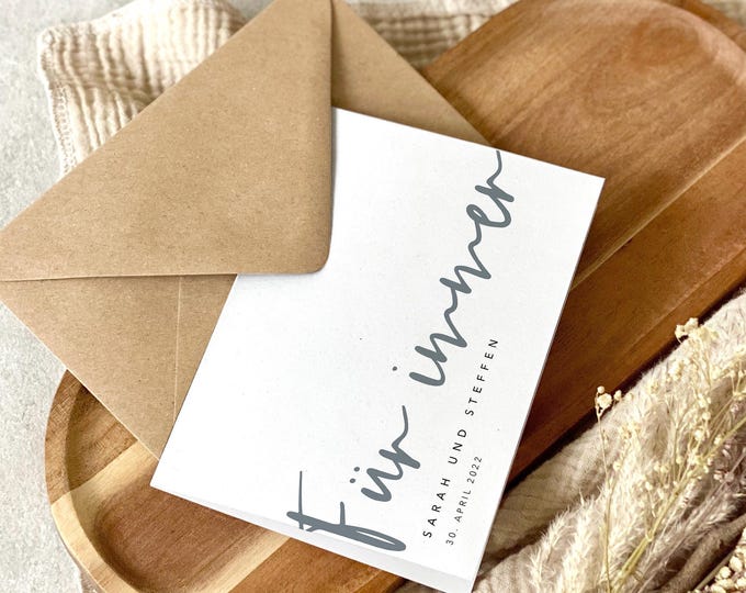 Greeting Card Folding Card No. 28 EVIE Wedding Forever personalized + Envelope