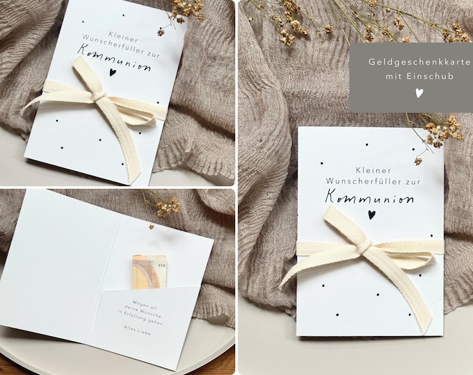 Gift card no. 7 "Wish Granter" for First Communion - folding card with insert + cotton ribbon