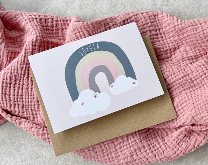 Greeting card Folding card ELLA birth + envelope personalized