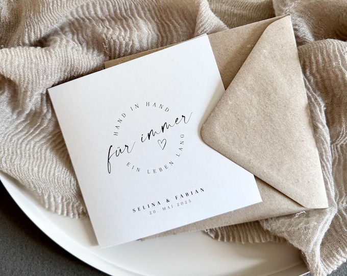 Congratulations card square NIKA wedding forever + personalized envelope