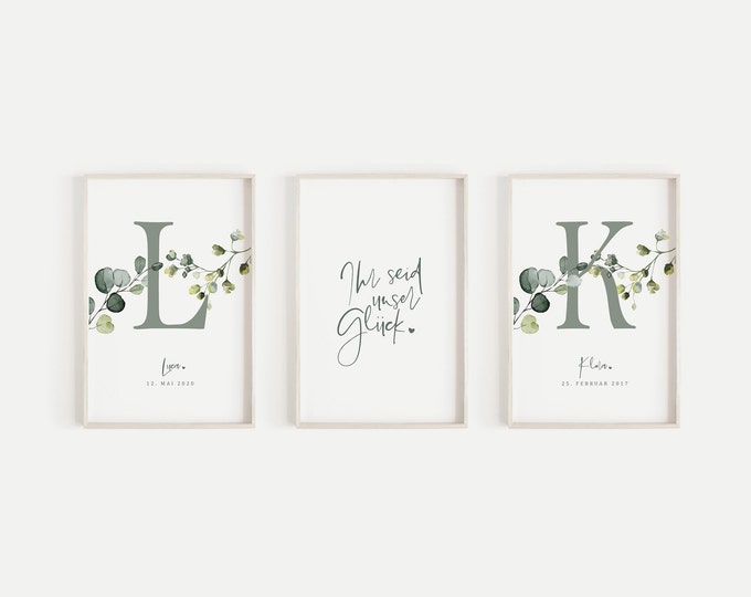 Birth poster LOUIS siblings you are our luck set of 3 personalised