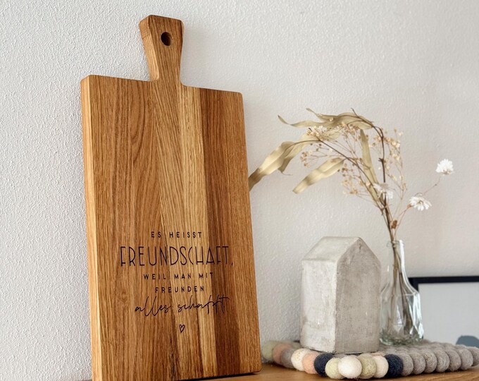 Cutting board with handle MAGALI Friendship oak wood